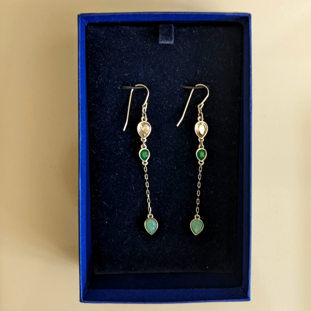 Green Swarovski Drop Earrings